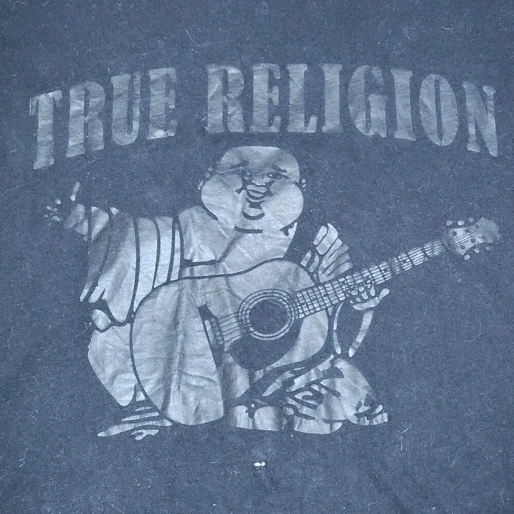 True Religion SS Black Unisex Tee Black Logo - Size XL